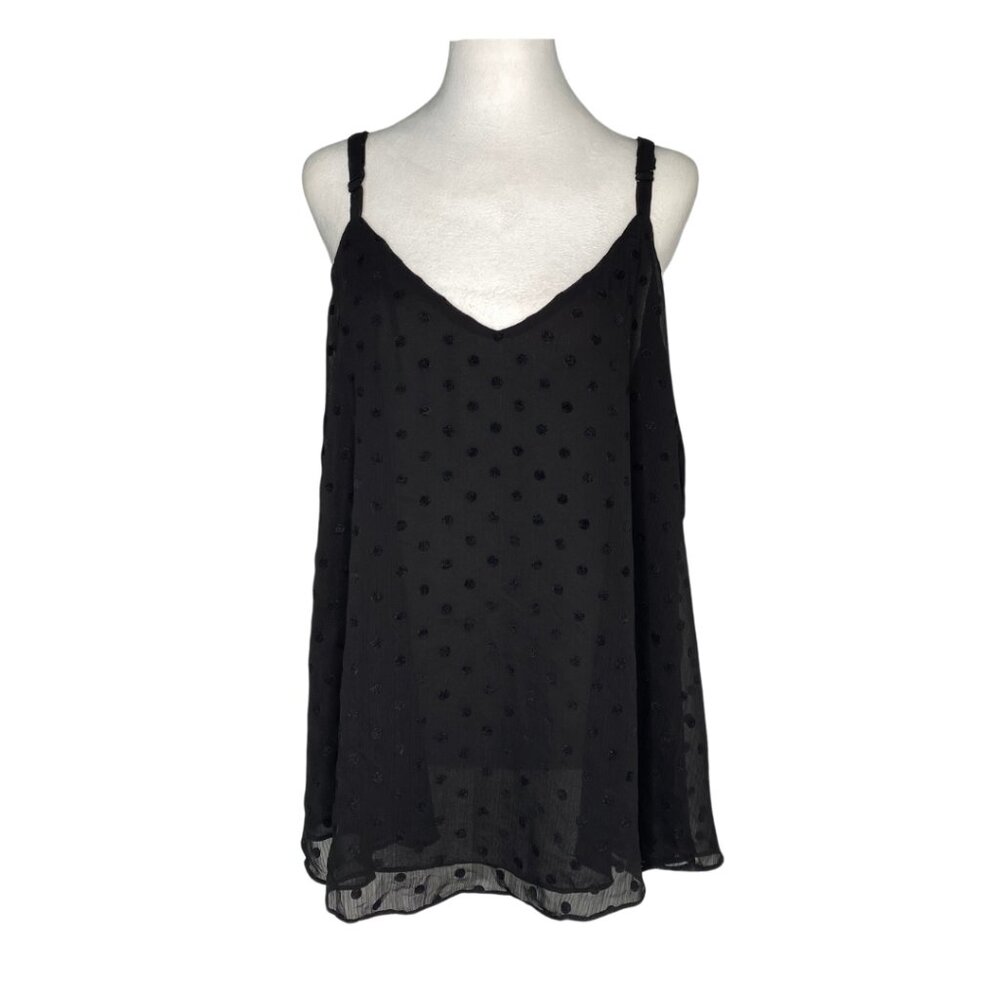 Torrid Black Flocked Semi-Sheer Lined Camisole with Adjustable Straps, Sz 2 #273 - Picture 1 of 13